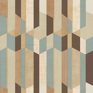 Italian Textures 2 Blue/Beige Geometric Texture Vinyl on Non-Woven Non-Pasted Wallpaper Roll (Covers 57.75 sq.ft.)