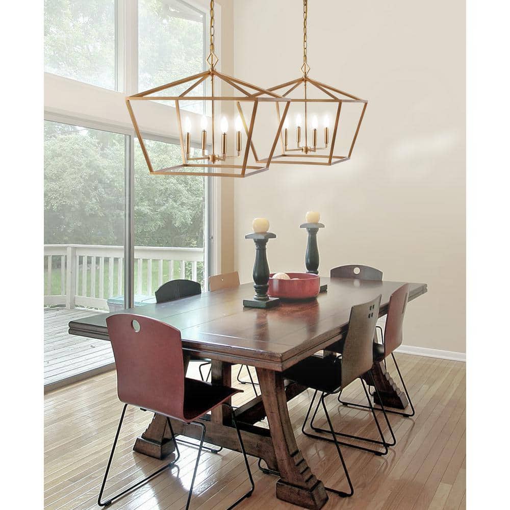 Gatsby 4-Light Polished Gold Iron Adjustable LED Lantern Pendant