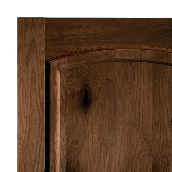 DIY 36 in. x 80 in. Alder Right-Hand Top Arch Provincial Stain Wood Single Interior Door Kit w/ Quick Assemble Jamb