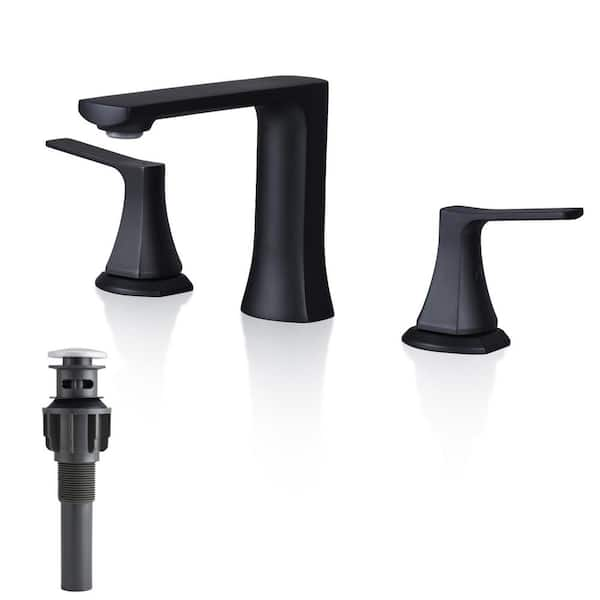 Flg 8 In Widespread Double Handle Bathroom Faucet With Pop Up Drain Assembly Brass 3 Holes Sink