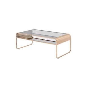 Mindry 48 in. Gold Rectangular Glass Top Coffee Table