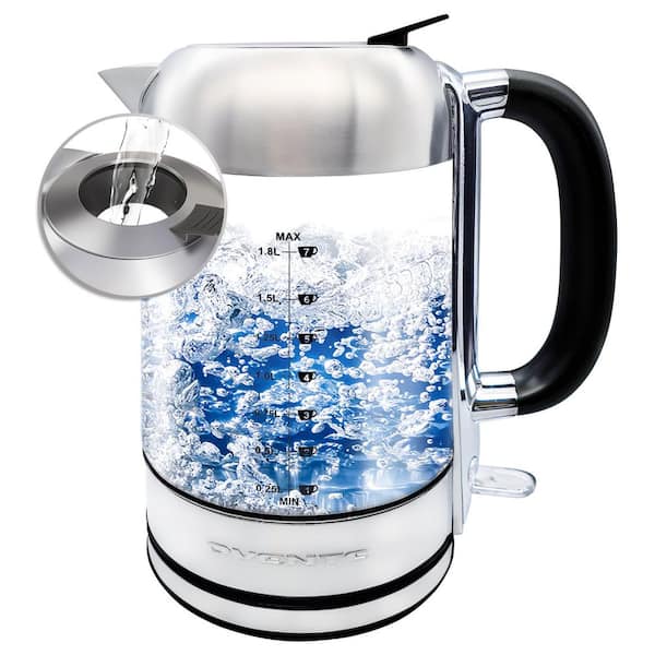 Electric Kettle 1. 8L Borosilicate Glass, 1500W Instant Water Boiler, ProntoFill Technology, Auto Shut-Off, Silver KG71S