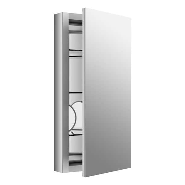 KOHLER Verdera 15 in. W x 30 in. H Recessed or Surface Mount Aluminum Medicine Cabinet with Adjustable Flip-Out Flat Mirror