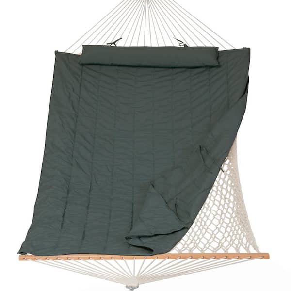 Atesun 10 ft. to 14 ft. Outdoor Rope Hammock with Polyester Pad, 475 lbs. Capacity, Gray Green