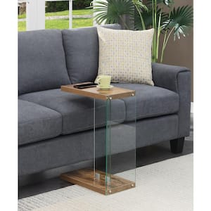 SoHo 10 in. Barnwood 24 in. C-Shape Particle Board End Table with Tempered Glass