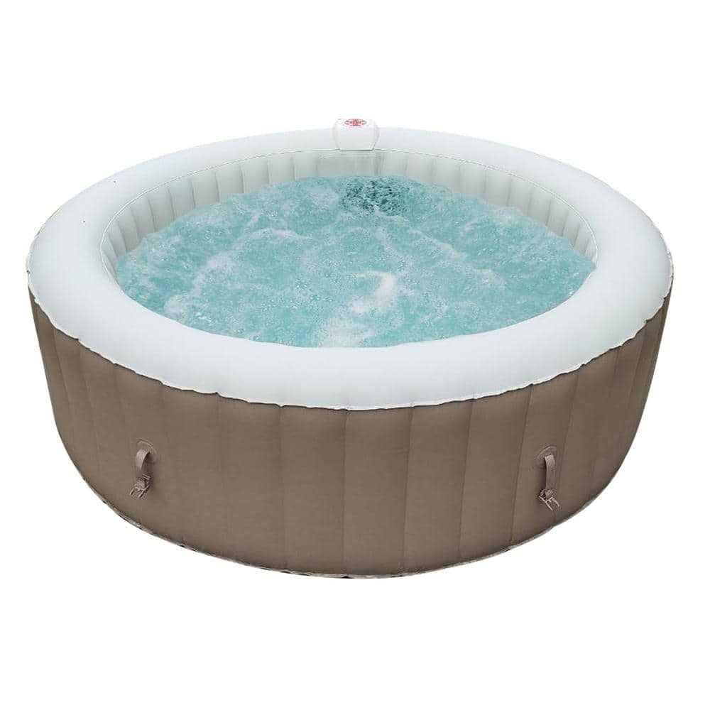 ALEKO 6Person 130Jet Round Inflatable Hot Tub in Grey Inside and