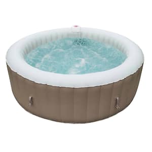 6-Person 130-Jet Round Inflatable Hot Tub in Grey Inside and Brown Outside - 265 gal.
