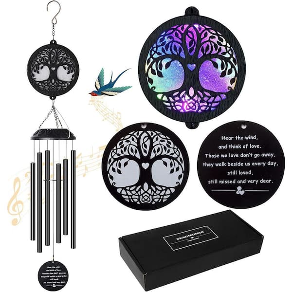 Solar-Powered Tree of Life Wind Chime with LED Lights, Outdoor Garden Decor