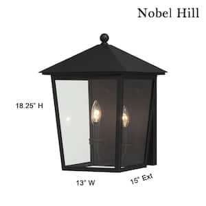 Noble Hill Black Outdoor Hardwired Wall Lantern Sconce with No Bulbs Included