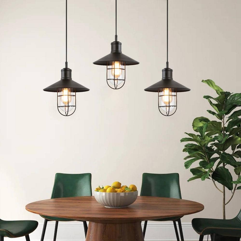 Matte Black Metal Cage Mini Pendant Light