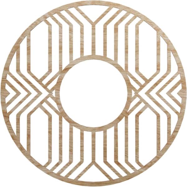 Ekena Millwork 30 in. x 30 in. x 1/4 in. Empire Wood Fretwork Pierced Ceiling Medallion, Red Oak