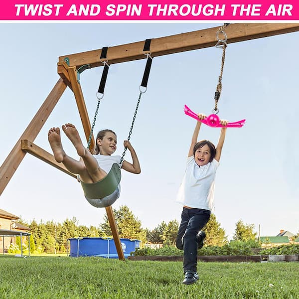 Pink Ninja Twister Swing with 360° Handle Twist-Spin for Kids