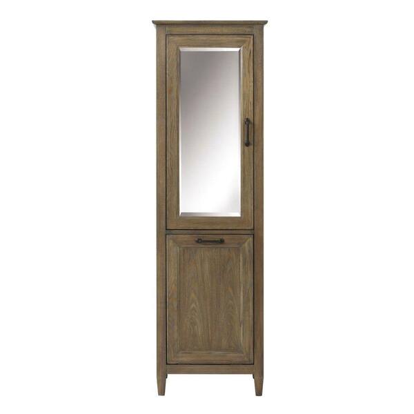 Home Decorators Collection Walden 23 in. W x 67-1/2 in. H x 15 in. D Bathroom Linen and Hamper Storage Cabinet in Driftwood Grey