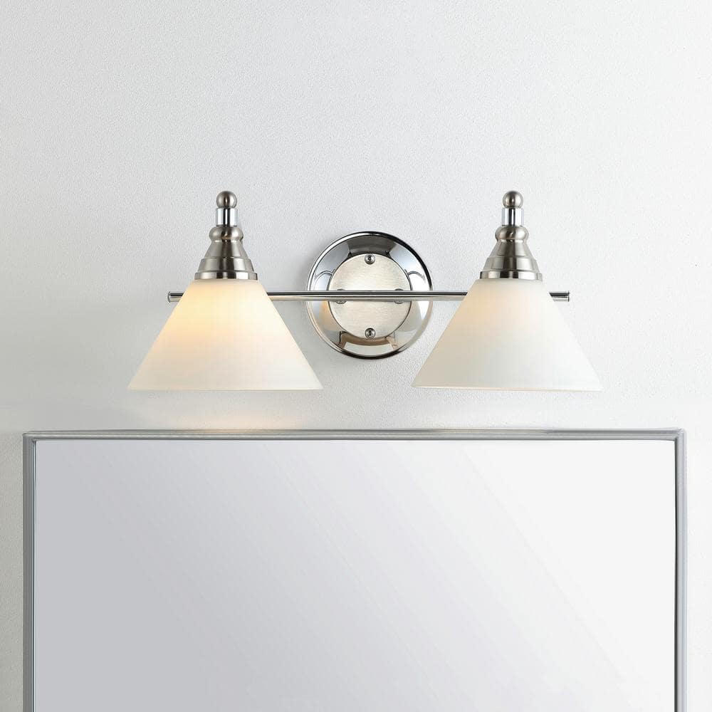 Radnor Chrome Dual-Light Wall Sconce with Glass Shades