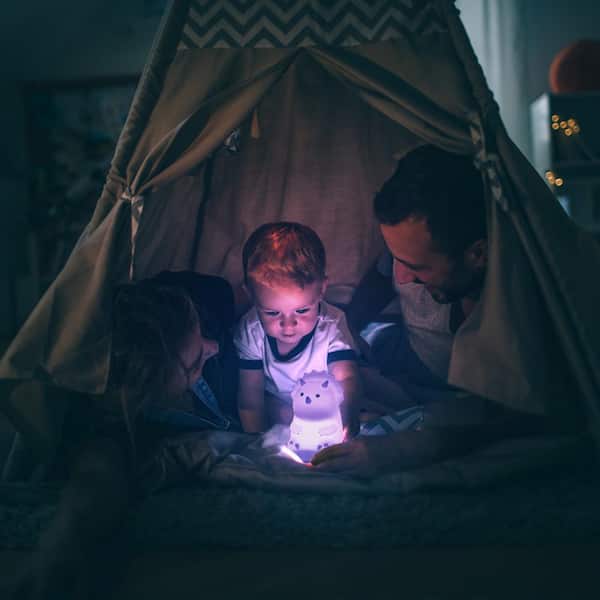 Terry Triceratops Multi-Color Changing Integrated LED Rechargeable Silicone Night Light Lamp, White