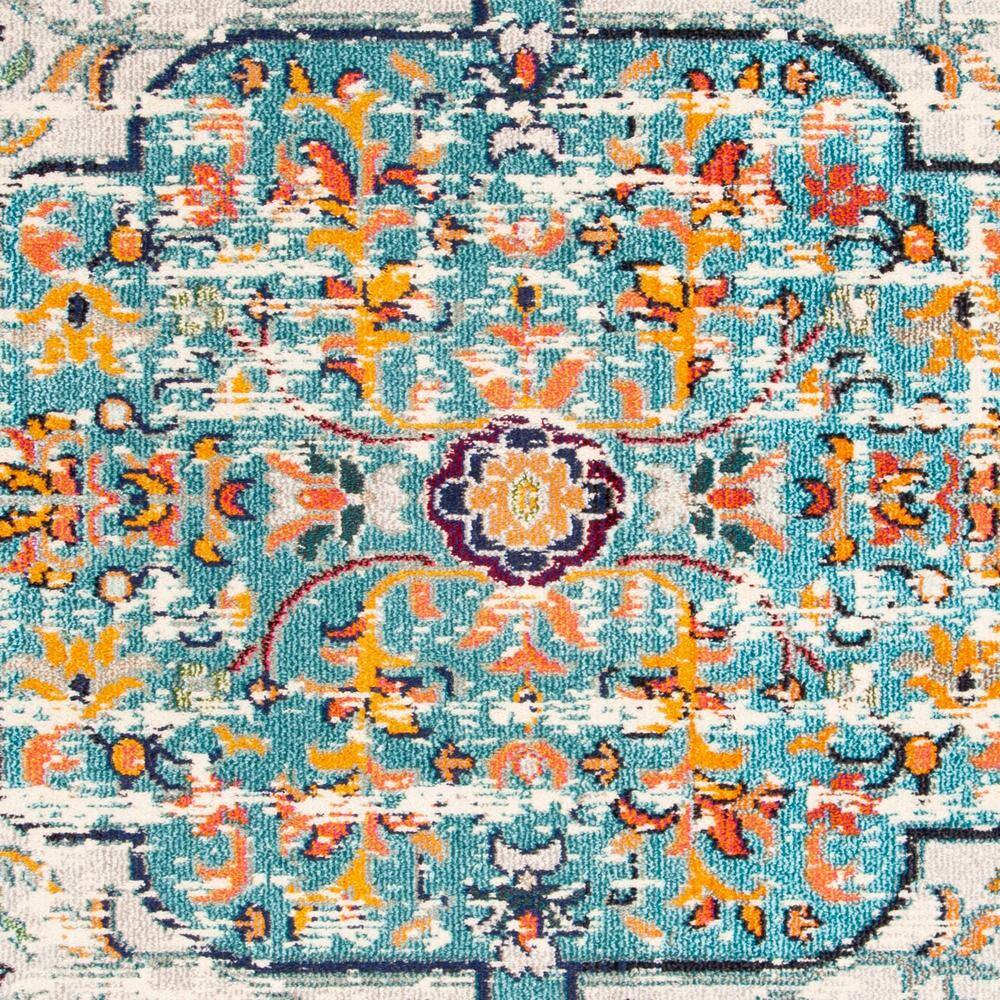 Chic Metro-Mod Grey & Light Blue 8' x 10' Synthetic Area Rug