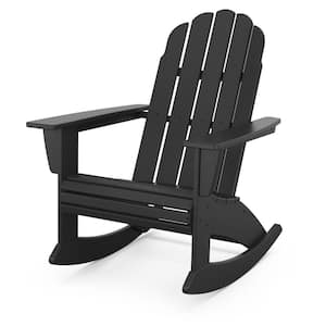 Vineyard Curveback Black HDPE Plastic Adirondack Outdoor Rocking Chair