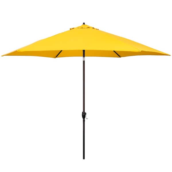 Astella 11 ft. Aluminum Market Patio Umbrella with Crank Lift and Push-Button Tilt in Polyester Yellow