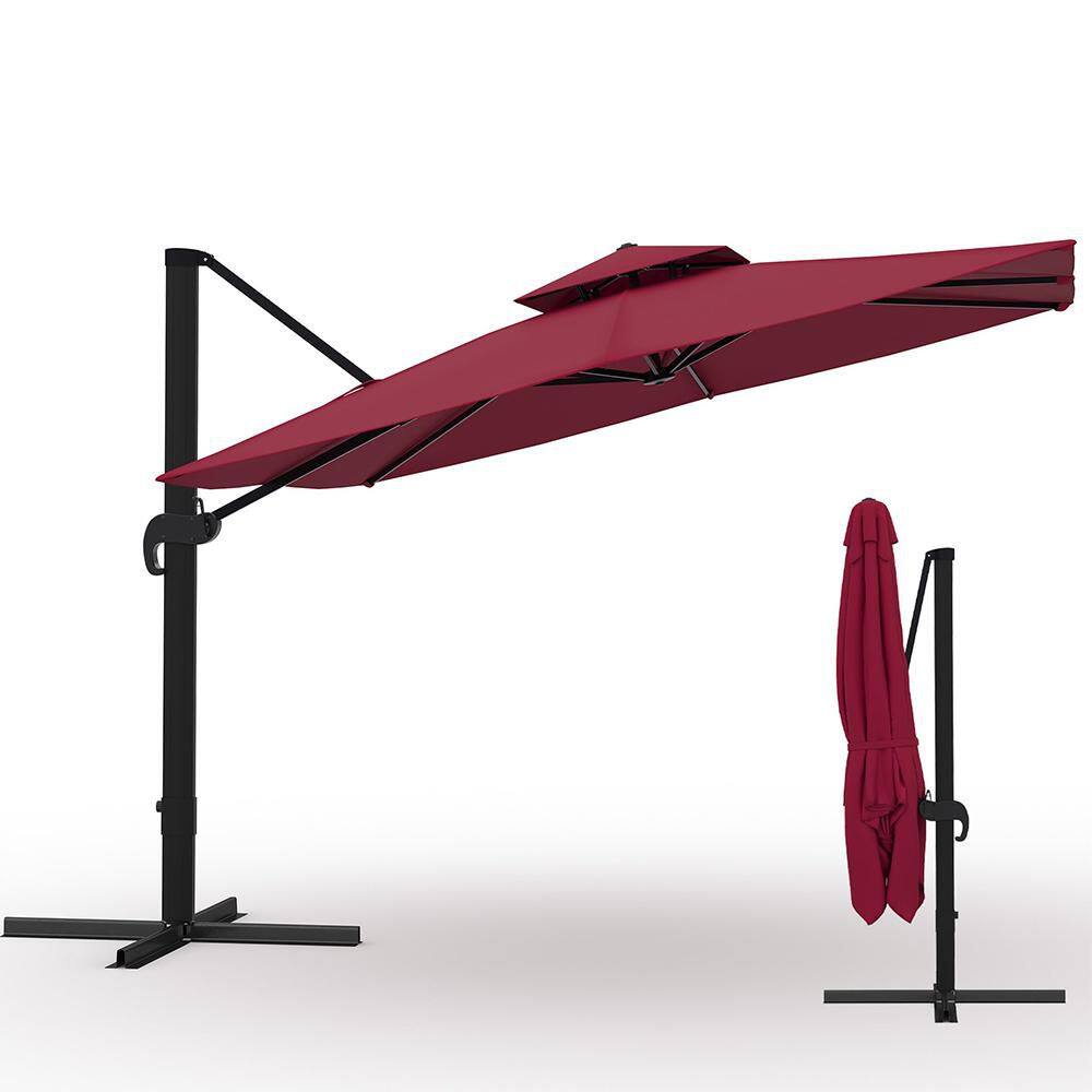 10 ft. x 10 ft. Cantilever Patio Umbrella, 360° Rotating Aluminum Offset Umbrella with Adjustable Height, Wine Red price history on PriceWatchPro