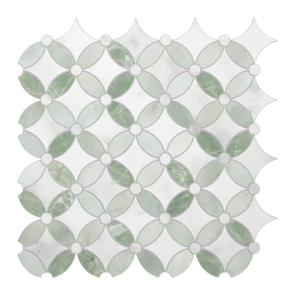 Sunwings Big Hexagon 11.6 In. X 10.1 In. Blue Peel And Stick Backsplash Stone Composite Wall Tile (10-Tiles, 8.20 Sq. Ft.) HEX99-BLU-10