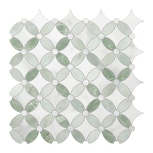 Green Coin Waterjet 11.2 in. x 11.2 in. x 0.12 in. SPC Peel and Stick Backsplash Wall Tile (10-Pack, 8.84 sq.ft./Case)