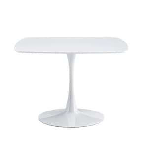 42.12 in. Wood Outdoor Dining Table with Round Table Top Table Mid-Century Dining Table for 4-People to 6-People, White