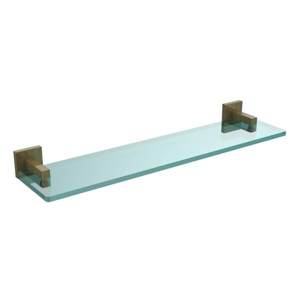 24 Inch Glass Shelf with Rail & Hooks for Bathroom - Oil Rubbed