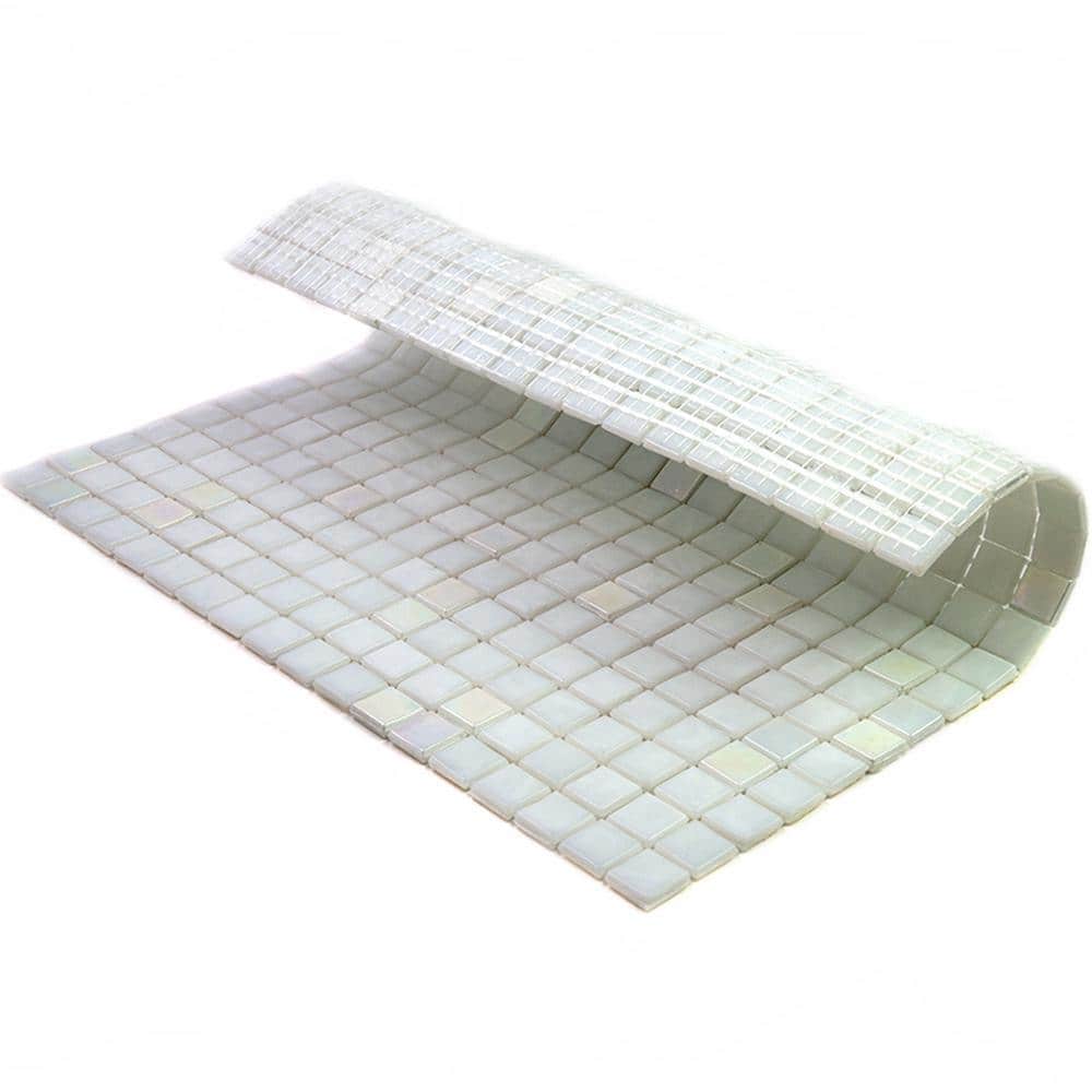 Pearl White Glossy Glass Mosaic Tile for Walls and Floors