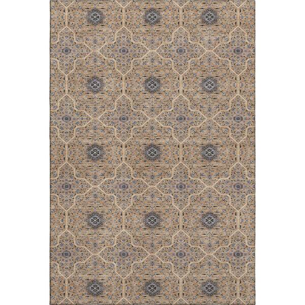 Mayfield Premium Machine Washable Abstract AMF2409 Copper 5 ft. x 7 ft. 6 in. Area Rug