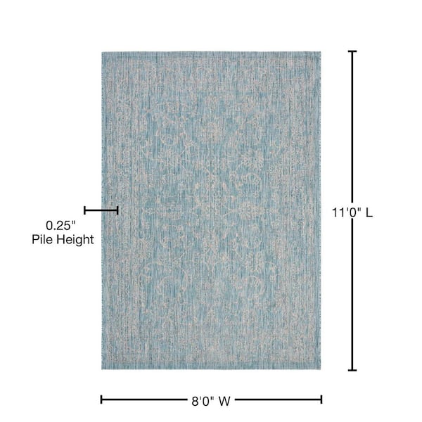 Safavieh Outdoor CY8680-37121 Courtyard Aqua / Grey Rug - 5' 3 x 7' 7