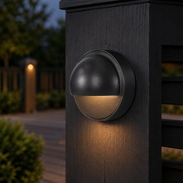 Hardwired Black Brass Deck Rail Light with 3W LED Bulb