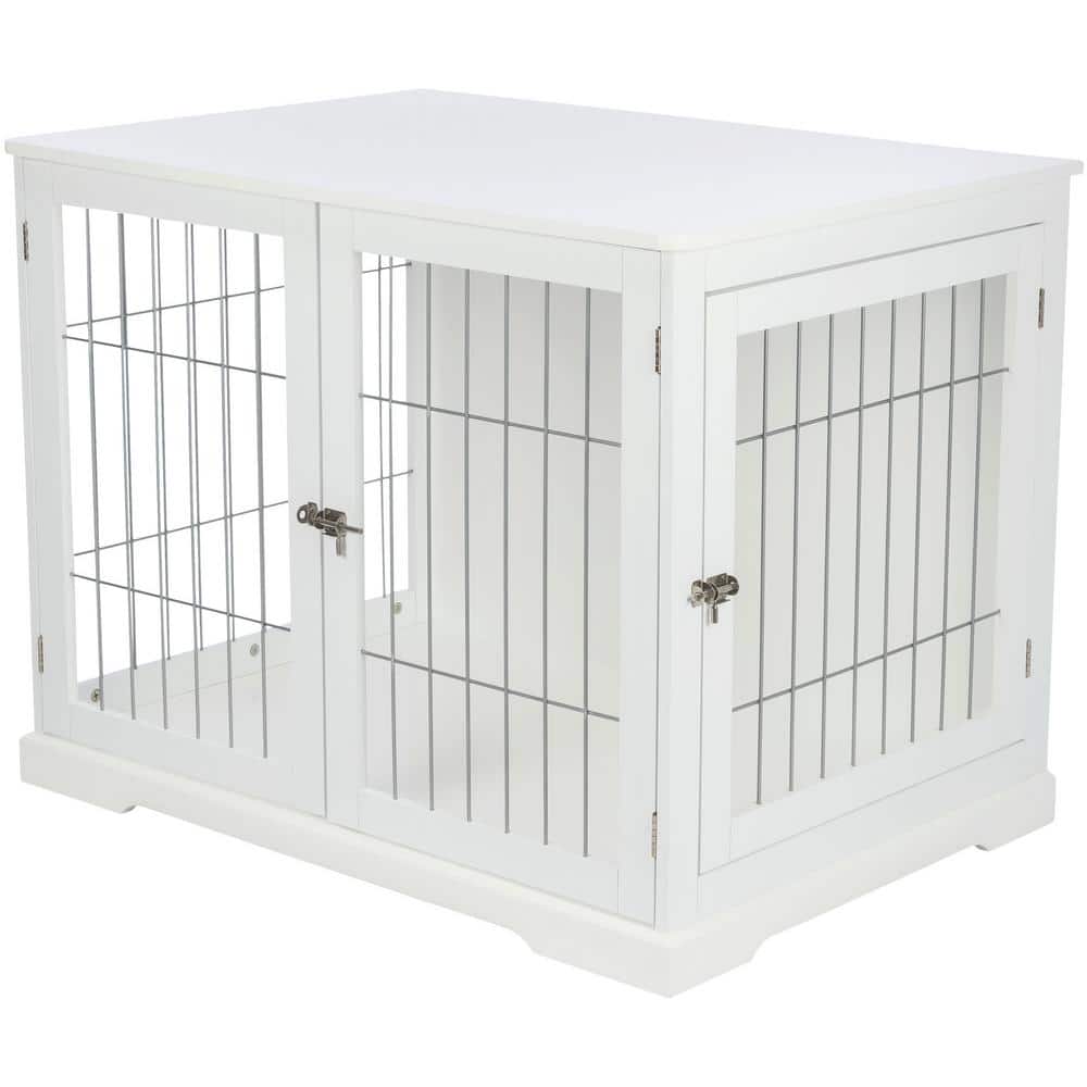 TRIXIE Furniture Style Dog Crate, Indoor Kennel, Pet Home, End Table or  Nightstand with 2-Doors, White, Large 39763 - The Home Depot