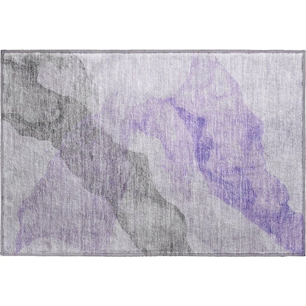 Mayfield Premium Machine Washable Abstract AMF2109 Lavender 2 ft. x 3 ft. Accent Rug