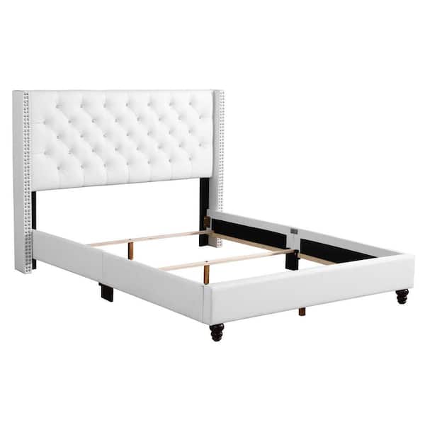 Full white upholstered bed hotsell