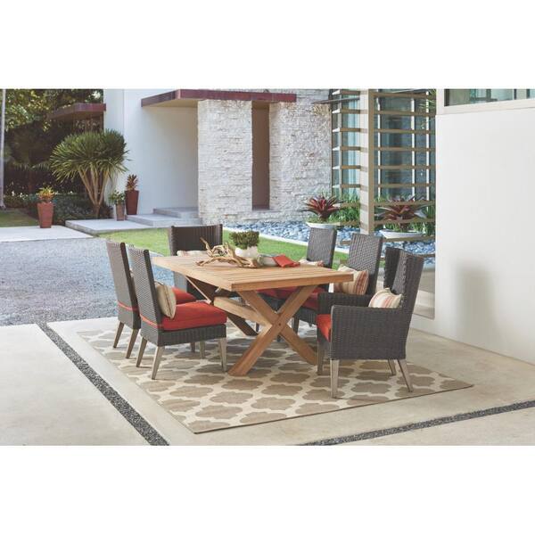 Home Decorators Collection Naples Teak Rectangular Outdoor Dining Table, Farmhouse Outdoor Dining Table Home Depot