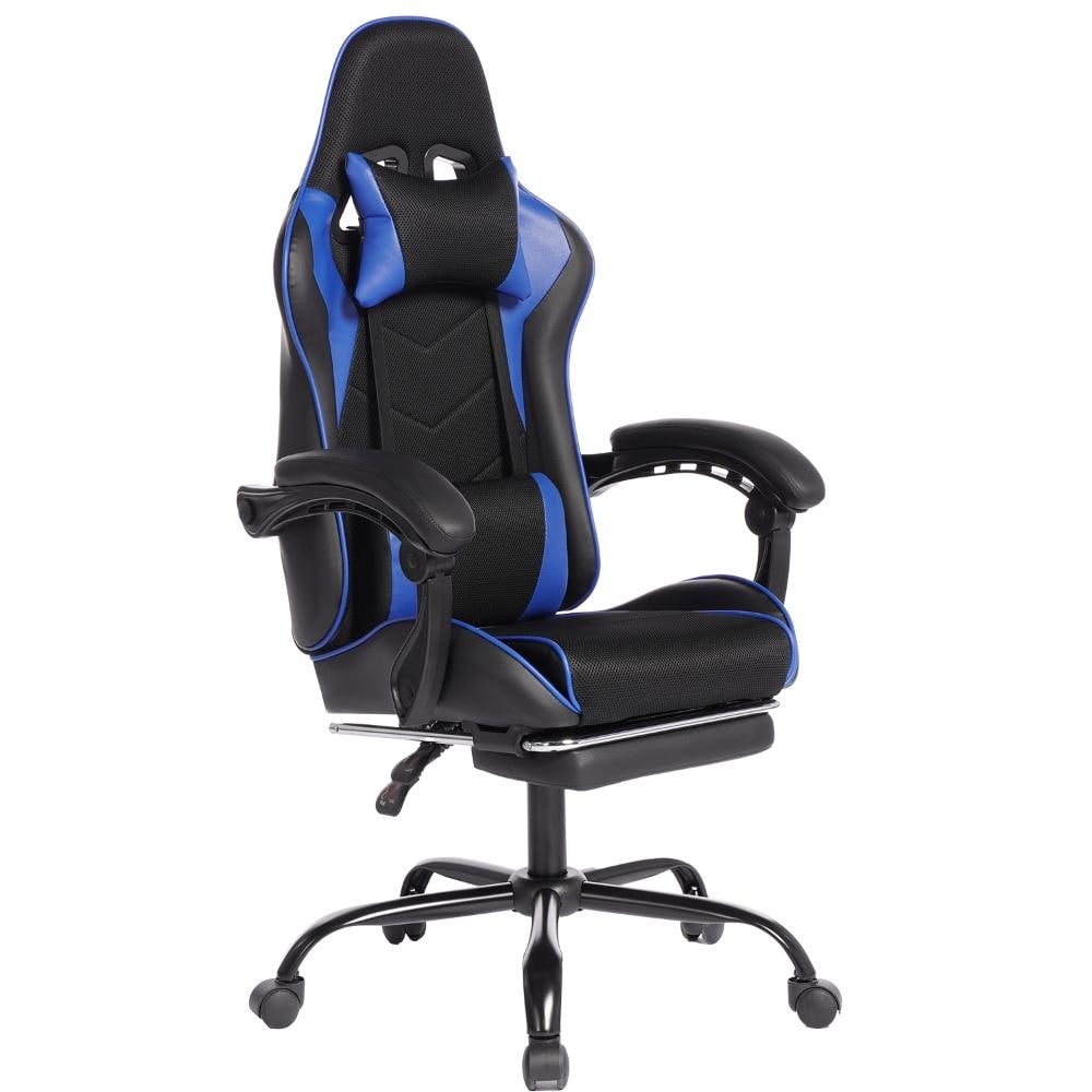 Black/Blue E-Sports PC Gaming Chair w/Massage & Footrest Height Adjustable, PU Leather Racing Seat Ergonomic Recliner price history on PriceWatchPro