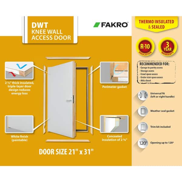 Fakro DWT Wall Hatch 21 in. x 31 in. Wood Thermo Insulated Access