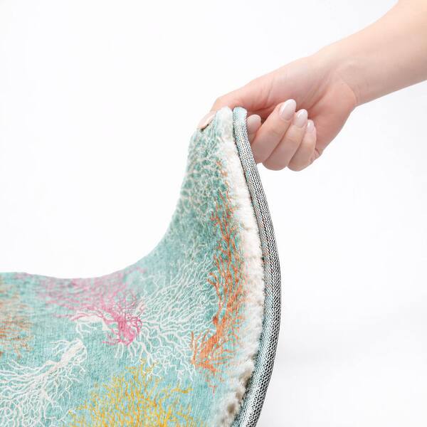 Dream Shag Premium Machine Washable Abstract ADS182 Aqua 9 ft. x 12 ft. Area Rug