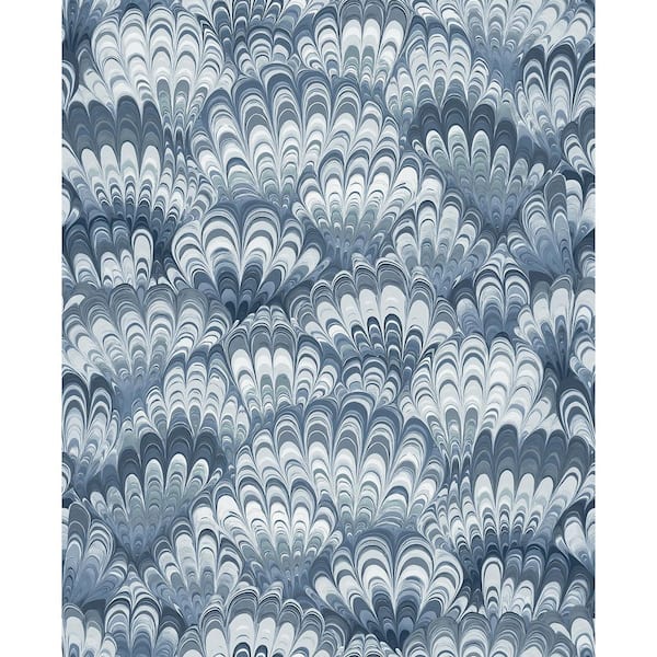 A-Street Prints Octavia Blue Marbled Ink Wallpaper