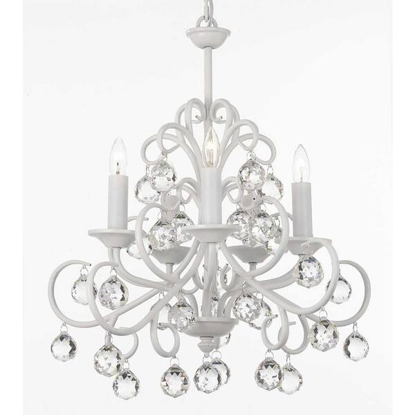 Harrison Lane Versailles Bellora Iron and Crystal 5-Light White Chandelier