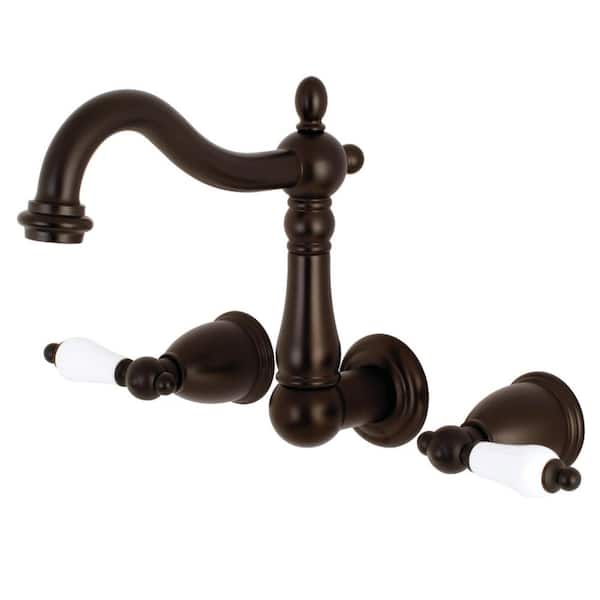 Kingston Brass Heritage 2-Handle Wall Mount Bathroom Faucet in Oil Rubbed Bronze