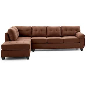 Gallant 111 in. W 2-Piece Microfiber L Shape Sectional Sofa in Chocolate