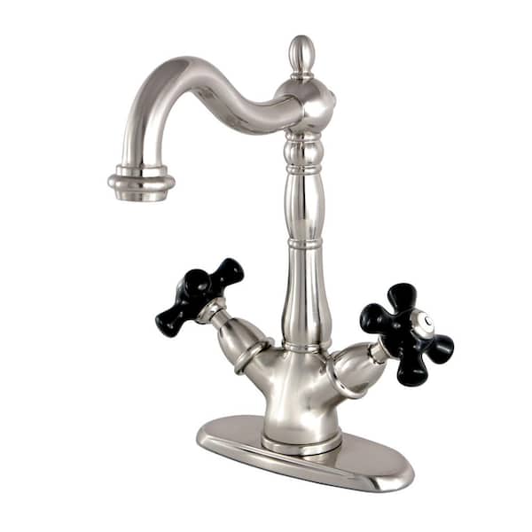 Kingston Brass Duchess Double Handle Vessel Sink Faucet in Brushed Nickel