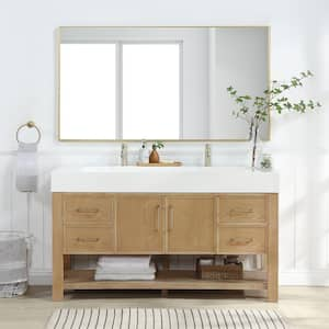 Vera 60 in.W x 19.7 in.D x 34.6 in.H Single Sink Bath Vanity in Ash Grey with White Composite Sink Top and Mirror