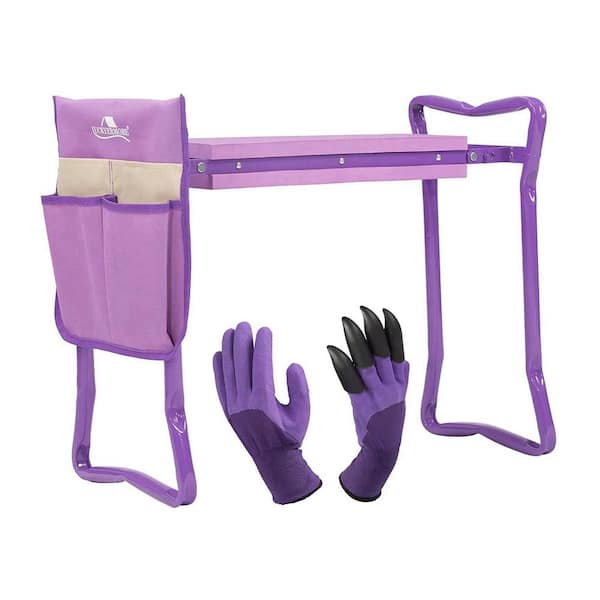 Willit 2-Piece Purple Garden Tool Set and Kneeler