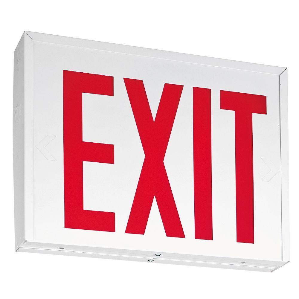 UPC 745974326915 product image for New York Approved White Steel Integrated LED Emergency Exit Sign with Battery | upcitemdb.com