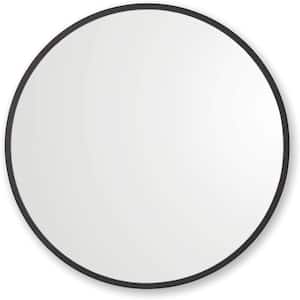 Sdkoa 23.9 in. H x 23.9 in. W Black Modern Style Metal Frame Round Mirror
