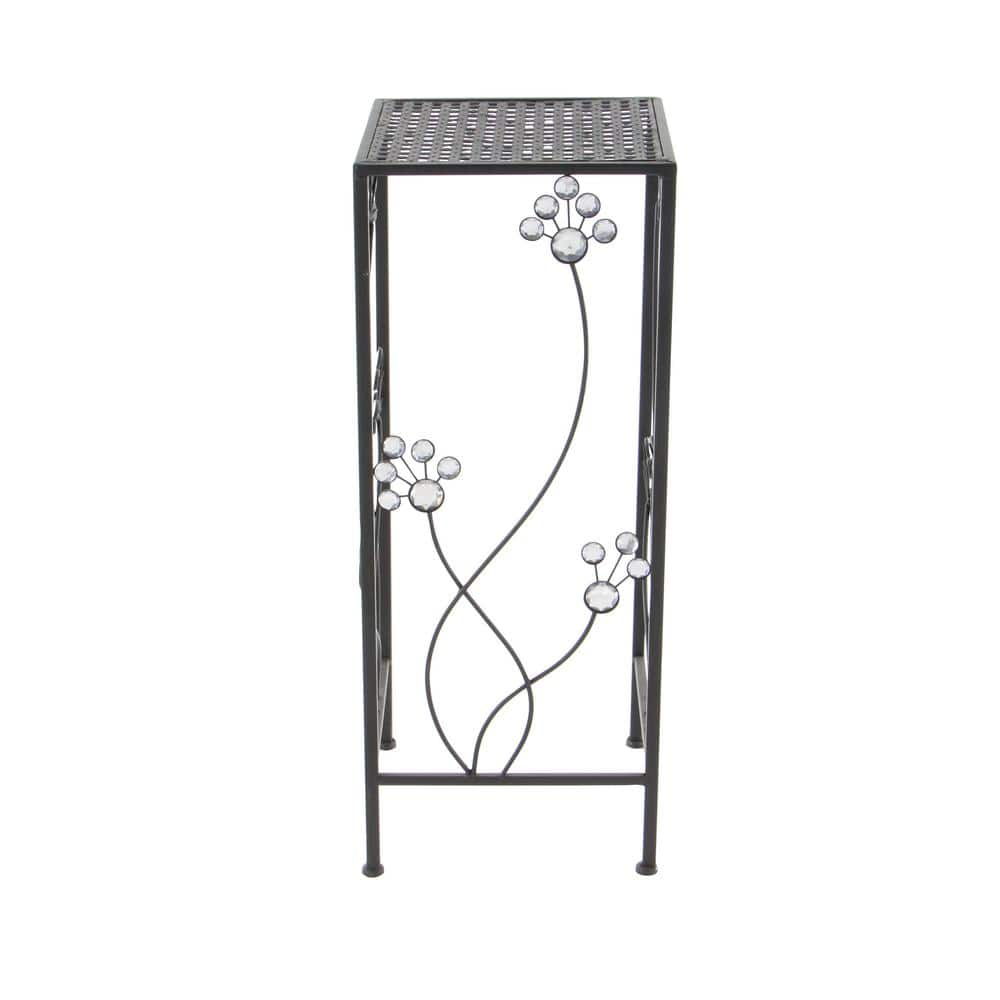 Set of 3 Black Iron Floral Plant Stands