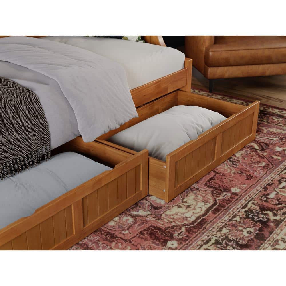 Walnut Twin Daybed with Storage Drawers and Slats