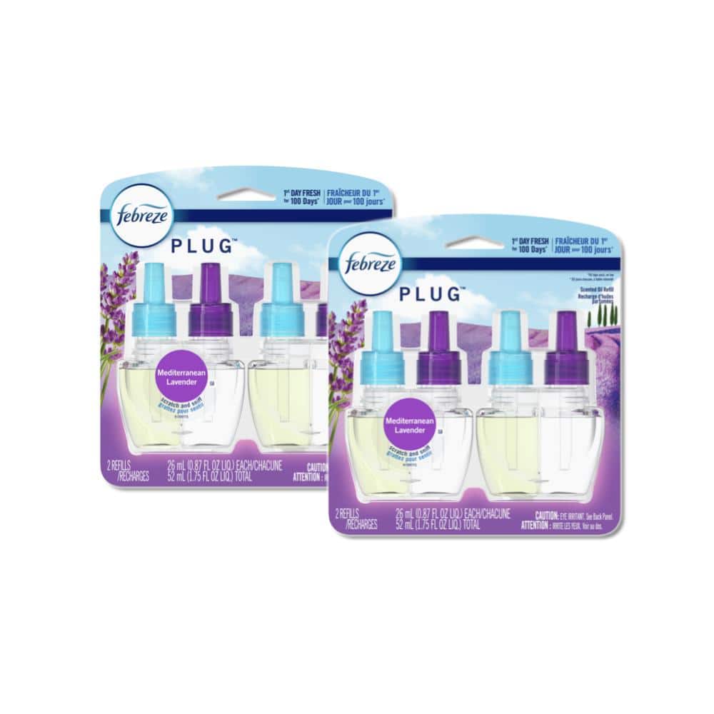 Febreze PLUG 0.879 oz. Mediterranean Lavender Scented Oil Plug-In Air  Freshener Refill (2-Pack, Multi-Pack 2) 078557164839 - The Home Depot